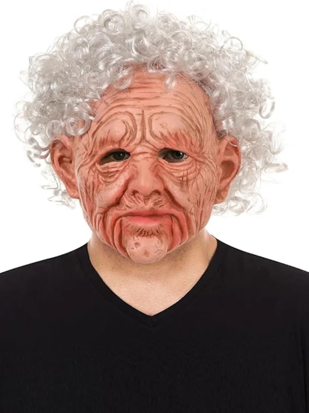 Realistic Old Lady Mask Wig Halloween Latex Costume Elderly Grandma Face Mask